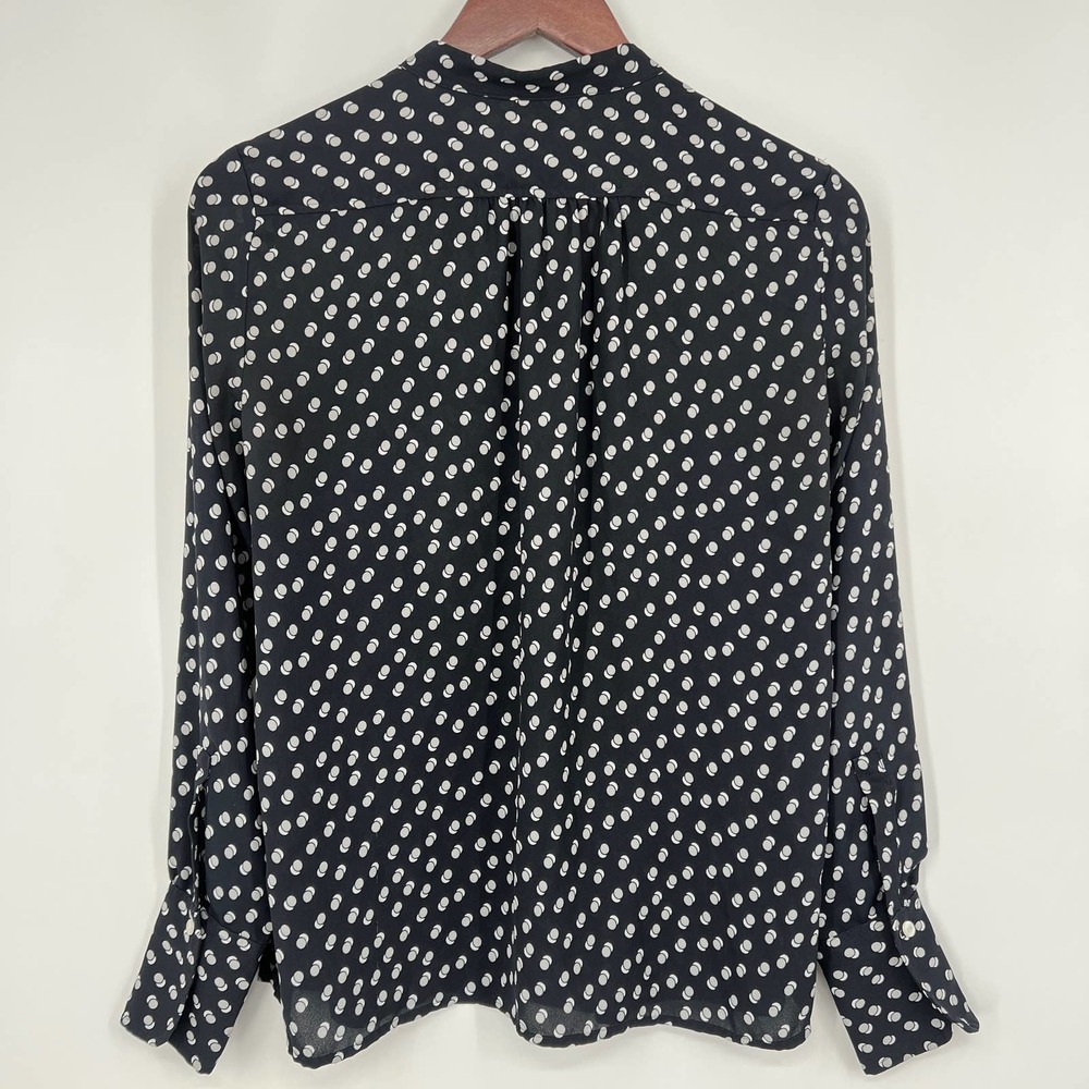 Ann Taylor Womens Size XS Extra Small Navy Blue Polka Dot Blouse Shirt Top - Picture 5 of 5